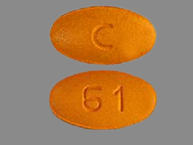 Yellow Oval pill with imprint C;61 — Cefpodoxime proxetil Cefpodoxime proxetil 100 mg; (view 2)