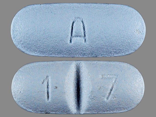 Blue Capsule pill with imprint A;1;7 — Sertraline hydrochloride Sertraline hydrochloride 50 mg; (view 2)
