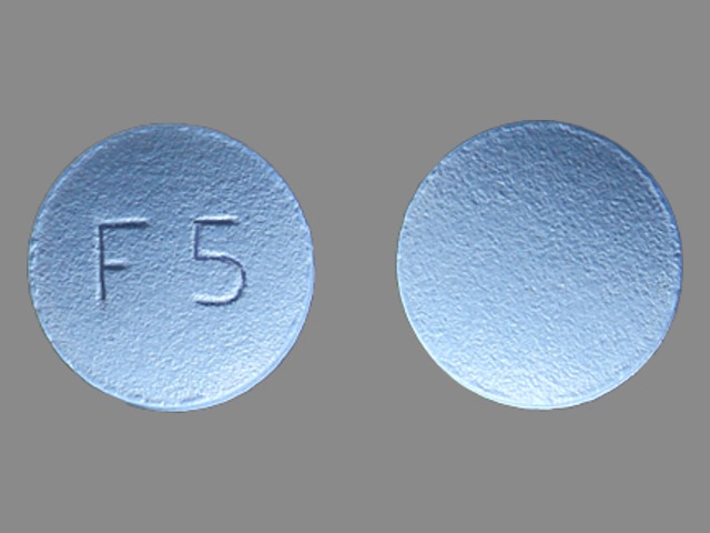 Blue Round pill with imprint F5 — Finasteride 5 mg (view 2)