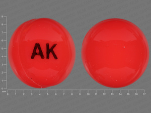 Pink Round pill with imprint AK — Progesterone Progesterone 100 mg; (view 2)