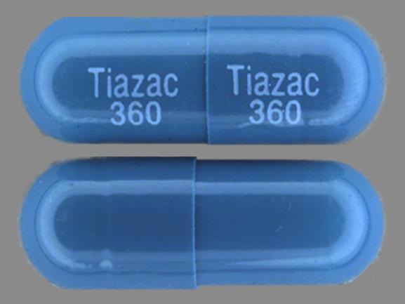 Blue Capsule pill with imprint Tiazac;360 — Tiazac Diltiazem hydrochloride 360 mg (view 2)
