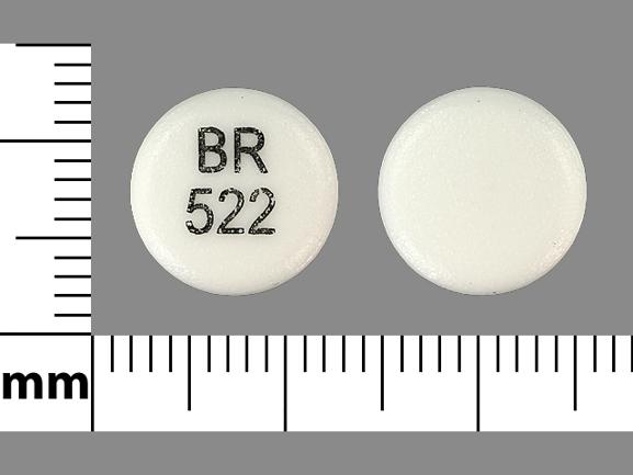White Round pill with imprint BR;522 — Aplenzin Bupropion hydrobromide 522 mg; (view 7)
