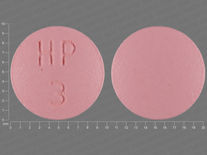 Pink Round pill with imprint HP;3 — Hydralazine hydrochloride Hydralazine hydrochloride 50 mg; (view 4)
