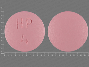 Pink Round pill with imprint HP;4 — Hydralazine hydrochloride Hydralazine hydrochloride 100 mg; (view 2)