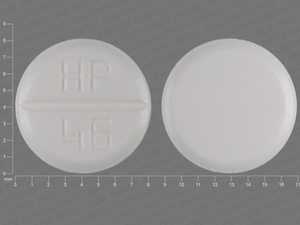 White Round pill with imprint HP;46 — Hydrochlorothiazide Hydrochlorothiazide 50 mg; (view 2)