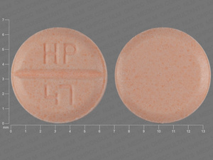 Orange Round pill with imprint HP;47 — Hydrochlorothiazide Hydrochlorothiazide 25 mg; (view 2)