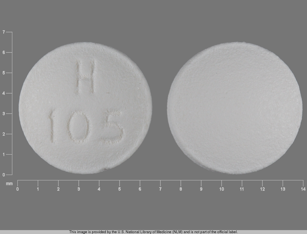 White Round pill with imprint H;105 — Hydroxyzine hydrochloride 10 mg (view 2)