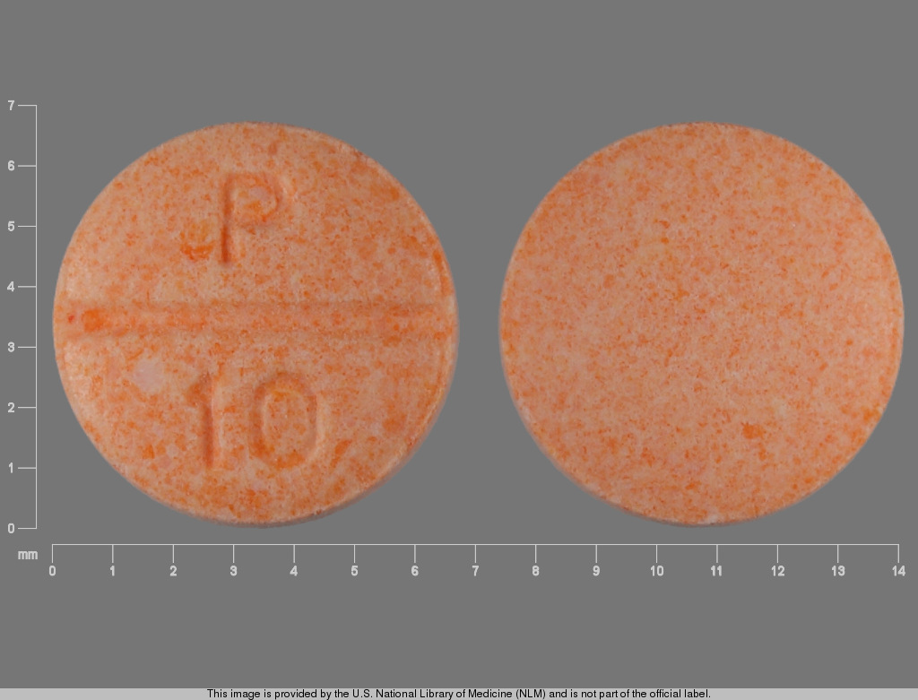 Orange Round pill with imprint P;10 — Propranolol hydrochloride 10 mg (view 2)