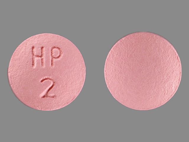 Pink Round pill with imprint HP;2 — Hydralazine hydrochloride Hydralazine hydrochloride 25 mg; (view 2)