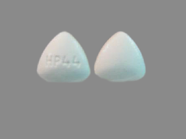 White Triangle pill with imprint HP;44 — Leflunomide 20 mg (view 2)