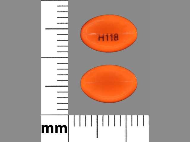 Orange Oval pill with imprint H118 — Calcitriol 0.00025 mg (view 2)