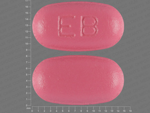 Pink Oval pill with imprint EB — Erythromycin Erythromycin 250 mg; (view 2)