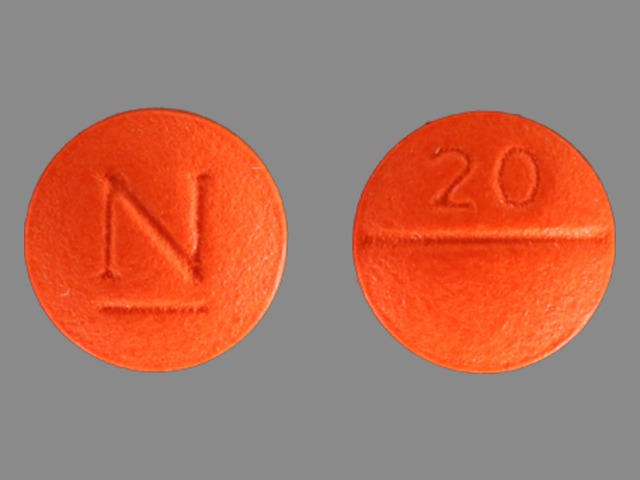 Orange Round pill with imprint 20;N — Bidil Hydralazine hydrochloride 37.5 mg;isosorbide dinitrate 20 mg; (view 2)