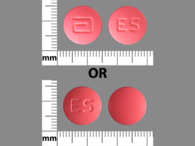 Pink Round pill with imprint ES — Erythrocin stearate Erythromycin stearate 250 mg; (view 2)