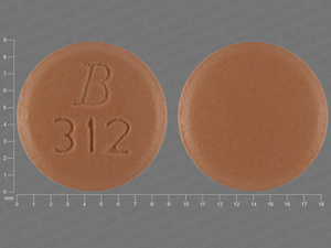 Brown Round pill with imprint 312;B — Doxycycline hyclate Doxycycline hyclate 100 mg; (view 2)