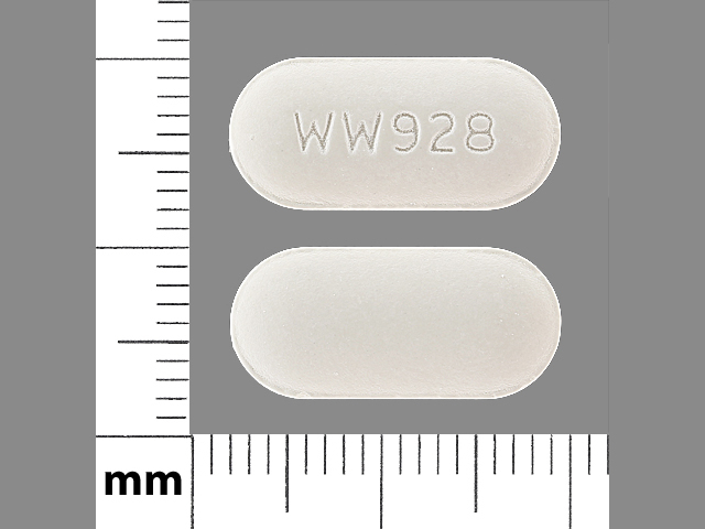 White Capsule pill with imprint WW928 — Ciprofloxacin Ciprofloxacin hydrochloride 500 mg; (view 2)