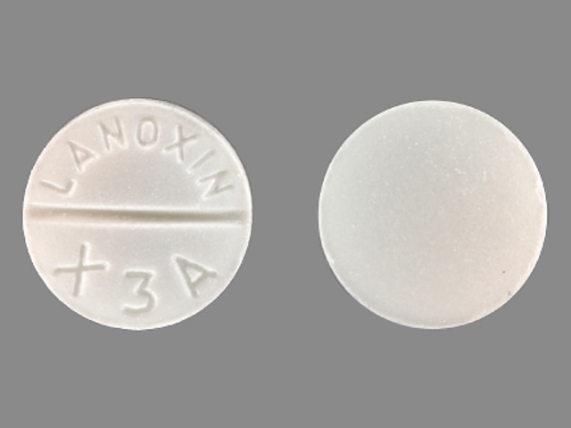 White Round pill with imprint LANOXIN;X3A — Lanoxin Digoxin 250 ug; (view 3)