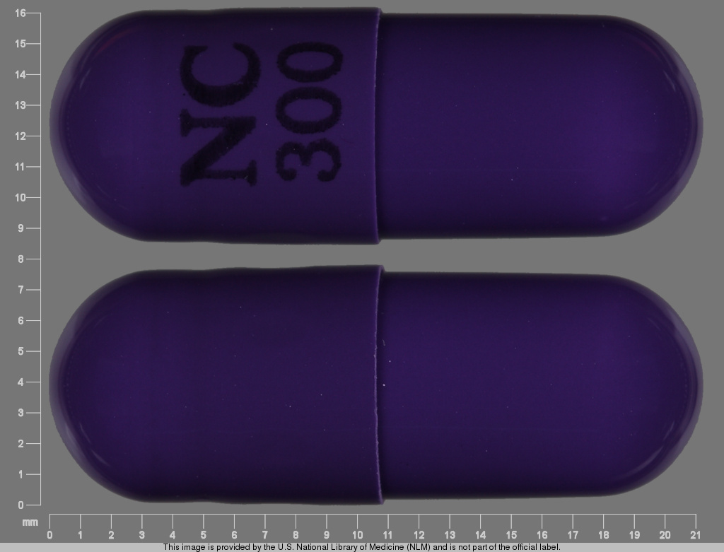 Purple Capsule pill with imprint NC;300 — Carbamazepine 300 mg (view 2)