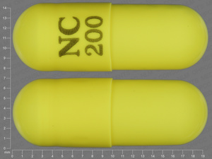 Yellow Capsule pill with imprint NC;200 — Carbamazepine Carbamazepine 200 mg; (view 2)