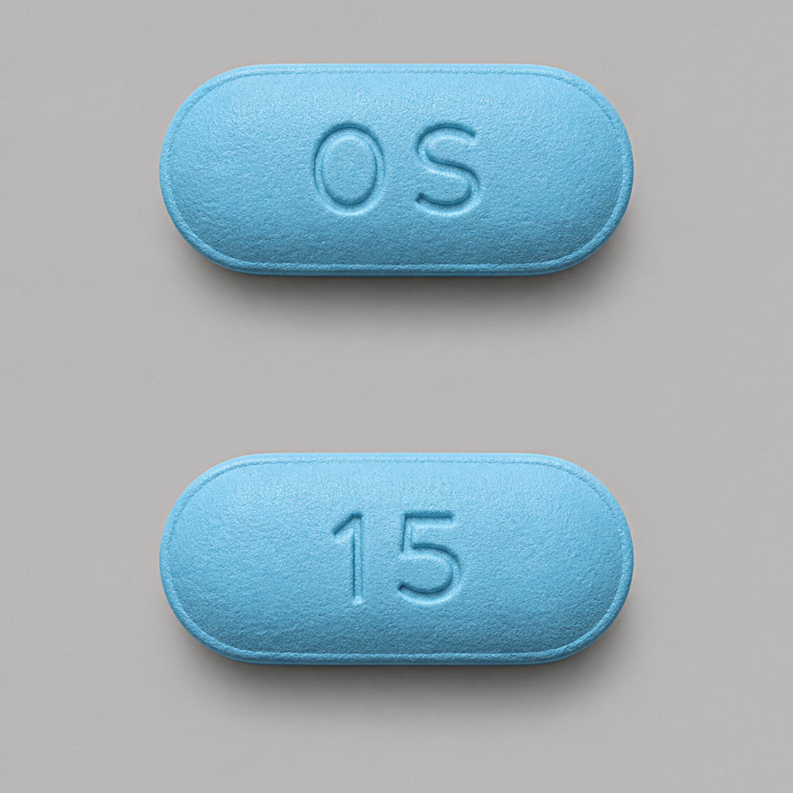 Blue Oblong Lybalvi (olanzapine 15 mg / samidorphan 10 mg) Pill