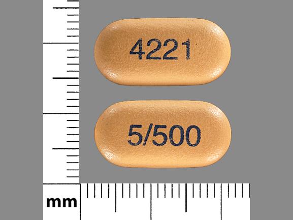 Brown Oval pill with imprint 5;500;4221 — Kombiglyze Saxagliptin hydrochloride 5 mg;metformin hydrochloride 500 mg; (view 4)
