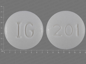 White Round pill with imprint 201;IG — Fosinopril sodium Fosinopril sodium 20 mg; (view 2)