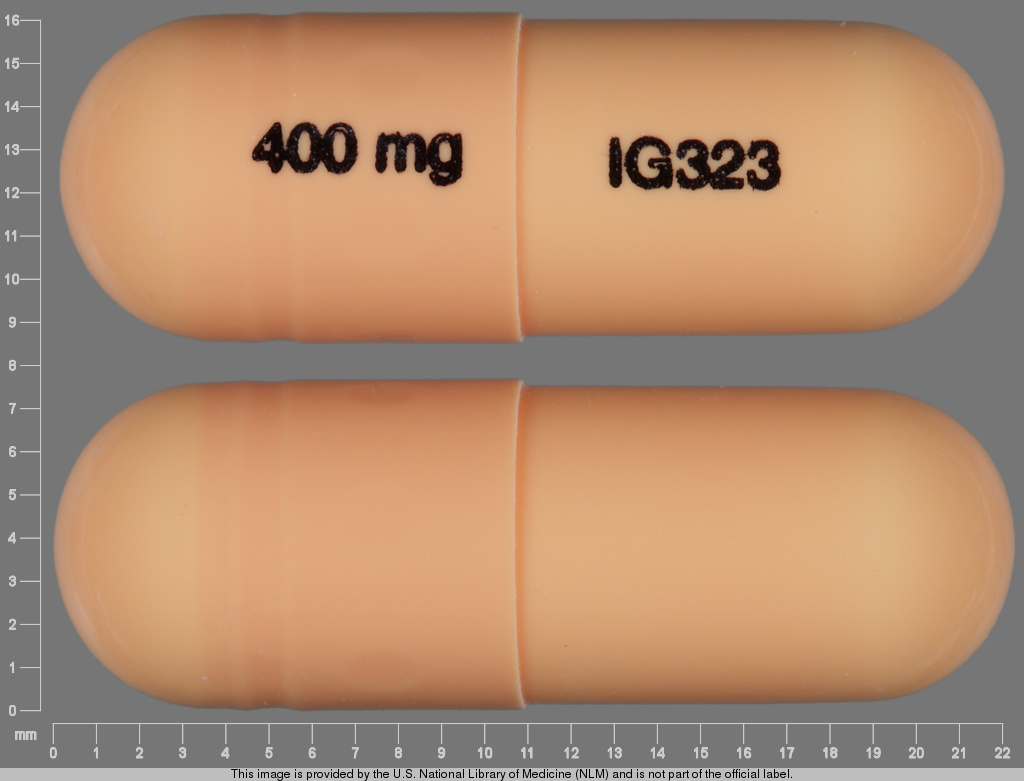 Orange Capsule pill with imprint IG323;400mg — Gabapentin Gabapentin 400 mg; (view 3)