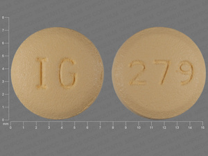 Yellow Round pill with imprint IG;279 — Topiramate Topiramate 50 mg; (view 3)