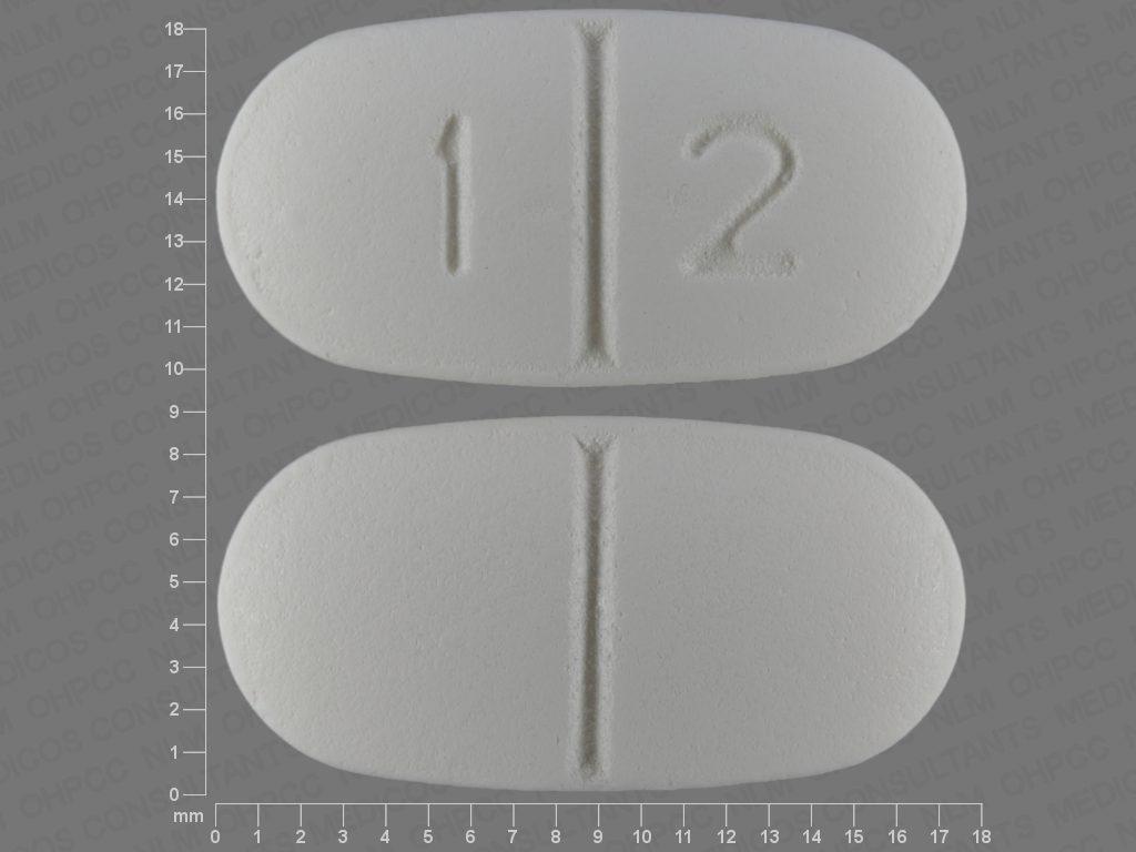 White Capsule pill with imprint 1;2 — Gabapentin Gabapentin 600 mg; (view 2)