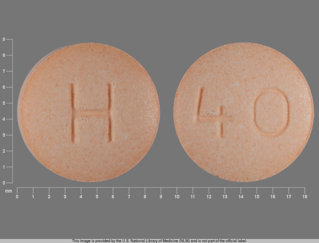 Orange Round pill with imprint H;40 — Hydralazine hydrochloride 50 mg (view 2)