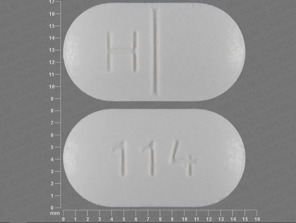 White Oval pill with imprint 114;H — Methocarbamol Methocarbamol 500 mg; (view 2)