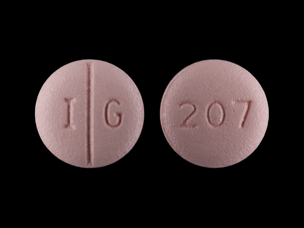 Pink Round pill with imprint 207;IG — Citalopram Citalopram hydrobromide 20 mg; (view 2)