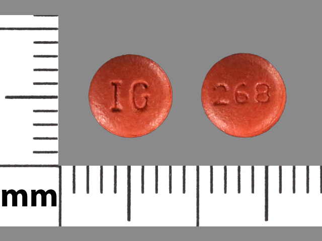 Brown Round pill with imprint 268;IG — Quinapril 10 mg (view 2)