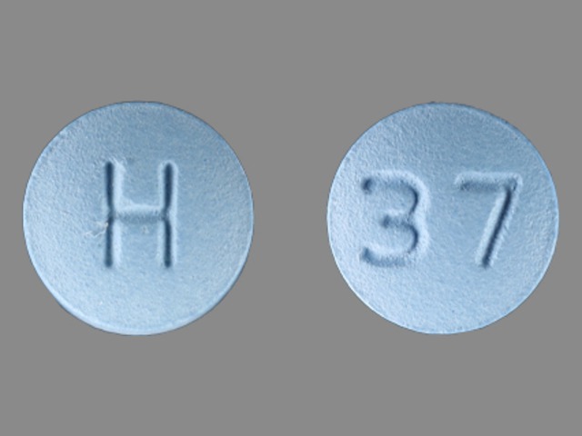 Blue Round pill with imprint H;37 — Finasteride 5 mg (view 2)