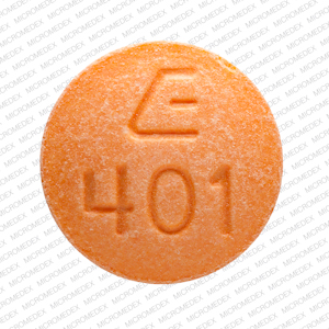 Orange Round pill with imprint E;401 — Amphetamine and dextroamphetamine  20 mg (view 2)