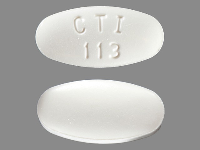 White Oval pill with imprint CTI;113 — Acyclovir Acyclovir 800 mg; (view 2)