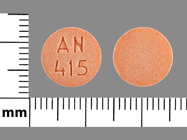 Orange Round pill with imprint AN;415 — Buprenorphine HCl and naloxone HCl Buprenorphine hydrochloride 8 mg;naloxone hydrochloride dihydrate 2 mg; (view 2)