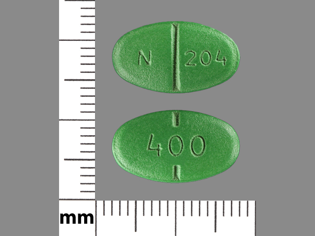 Green Oval pill with imprint N;204;400 — Cimetidine 400 mg (view 3)