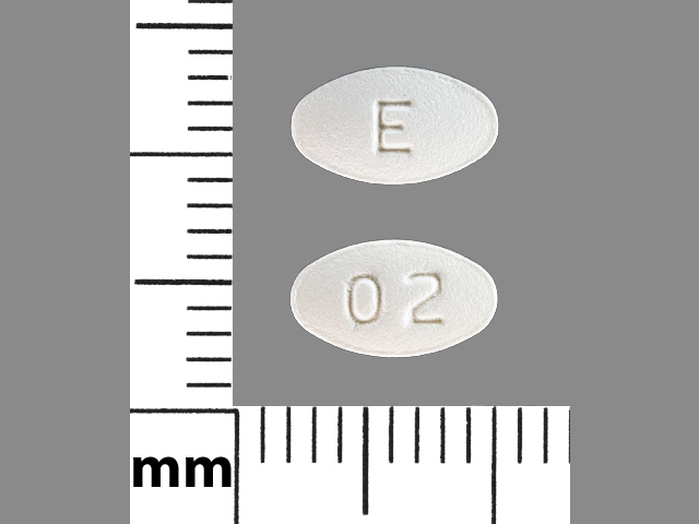 White Oval pill with imprint E;02 — Carvedilol 6.25 mg (view 4)