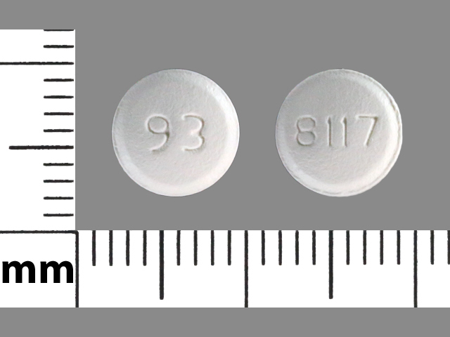 White Round pill with imprint 8117;93 — Famciclovir Famciclovir 125 mg; (view 2)