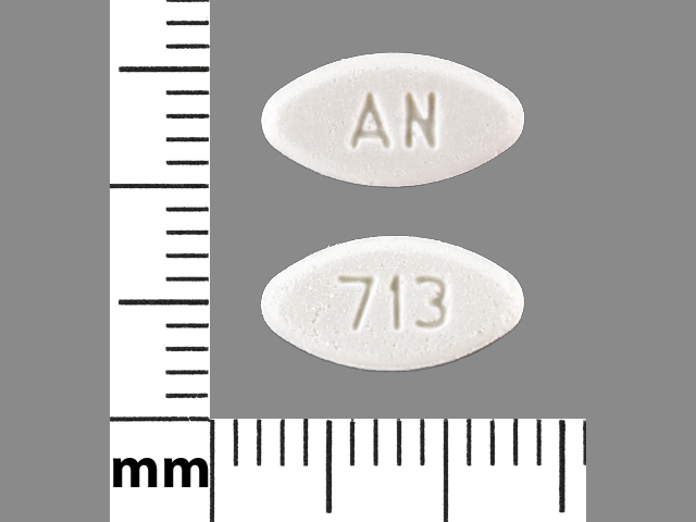 White Oval pill with imprint AN;713 — Guanfacine hydrochloride Guanfacine hydrochloride 2 mg; (view 3)