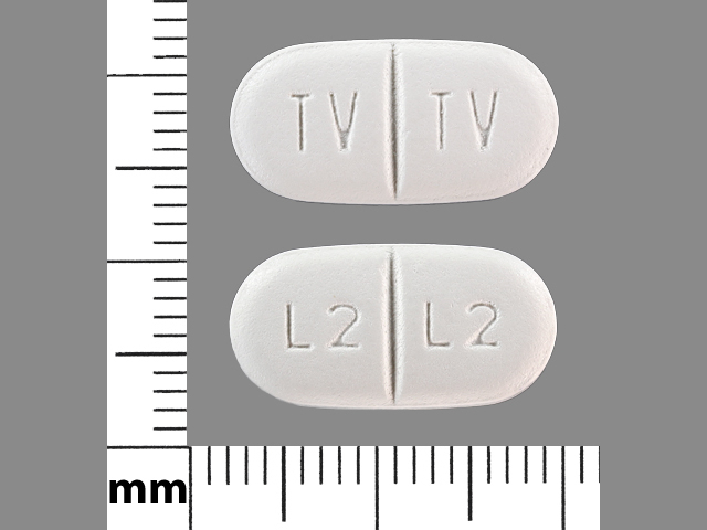 White Oval pill with imprint TV;TV;L2;L2 — Lamivudine and zidovudine Lamivudine 150 mg;zidovudine 300 mg; (view 2)