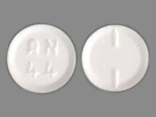 White Round pill with imprint AN;44 — Primidone Primidone 50 mg; (view 3)
