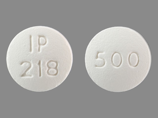 White Round pill with imprint IP218;500 — Metformin hydrochloride Metformin hydrochloride 500 mg; (view 2)