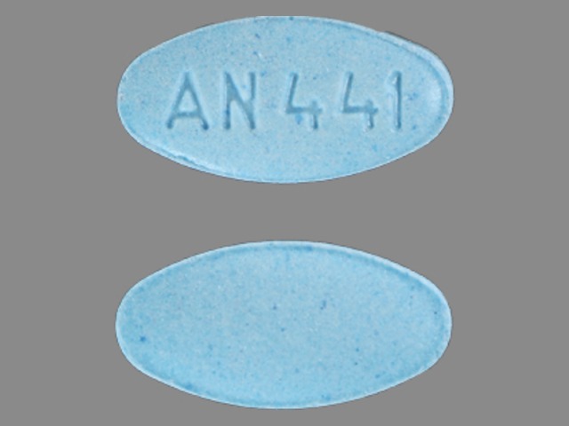 Blue Oval pill with imprint AN;441 — Meclizine hydrochloride Meclizine hydrochloride 12.5 mg; (view 2)