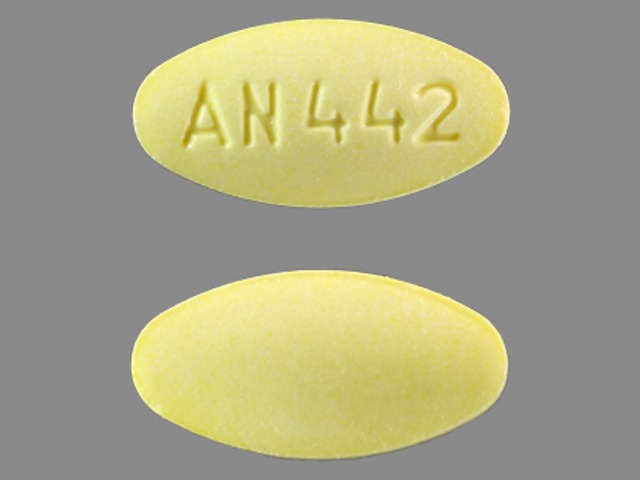 Yellow Oval pill with imprint AN;442 — Meclizine hydrochloride Meclizine hydrochloride 25 mg; (view 3)
