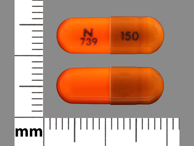 Orange, brown Capsule pill with imprint N;739;150 — Mexiletine hydrochloride 150 mg (view 3)