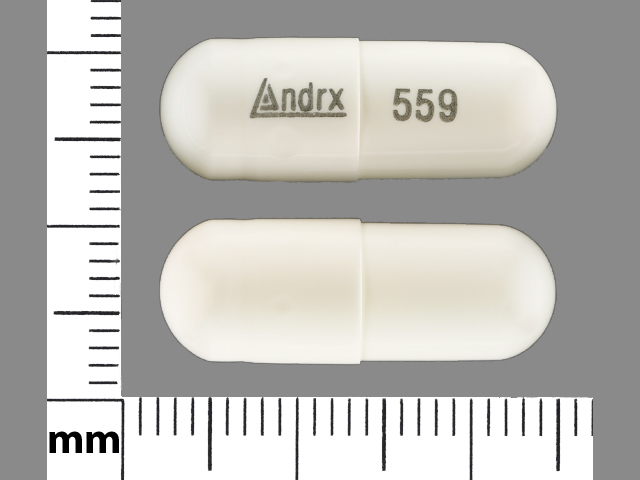White Capsule pill with imprint Andrx;559 — Potassium chloride 8 meq (view 2)