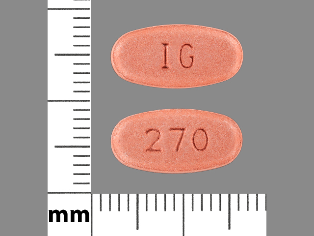 Brown Oval pill with imprint 270;IG — Quinapril Quinapril hydrochloride 40 mg; (view 2)