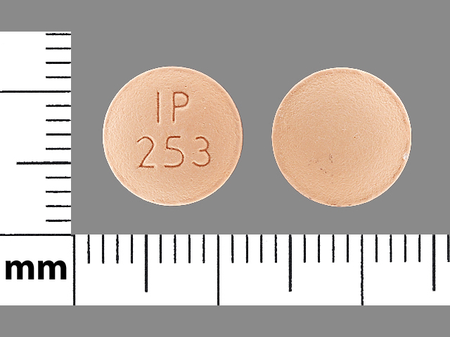 Orange Round pill with imprint IP;253 — Ranitidine Ranitidine hydrochloride 150 mg; (view 3)